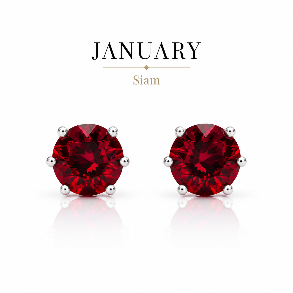 January Birthstone Crystal Stud Earrings — Siam