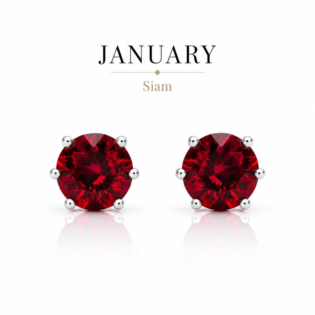 January Birthstone Crystal Stud Earrings — Siam
