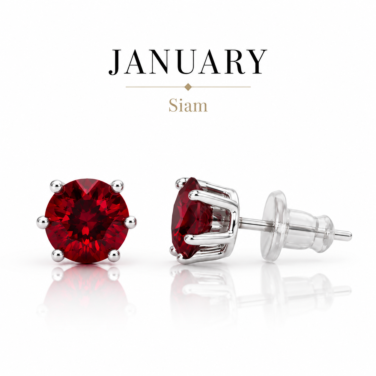January Birthstone Crystal Stud Earrings — Siam