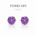 February Birthstone Crystal Stud Earrings — Amethyst