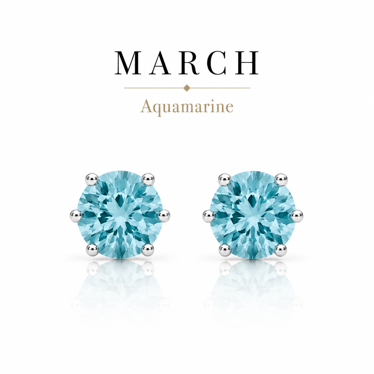 March Birthstone Crystal Stud Earrings — Aquamarine