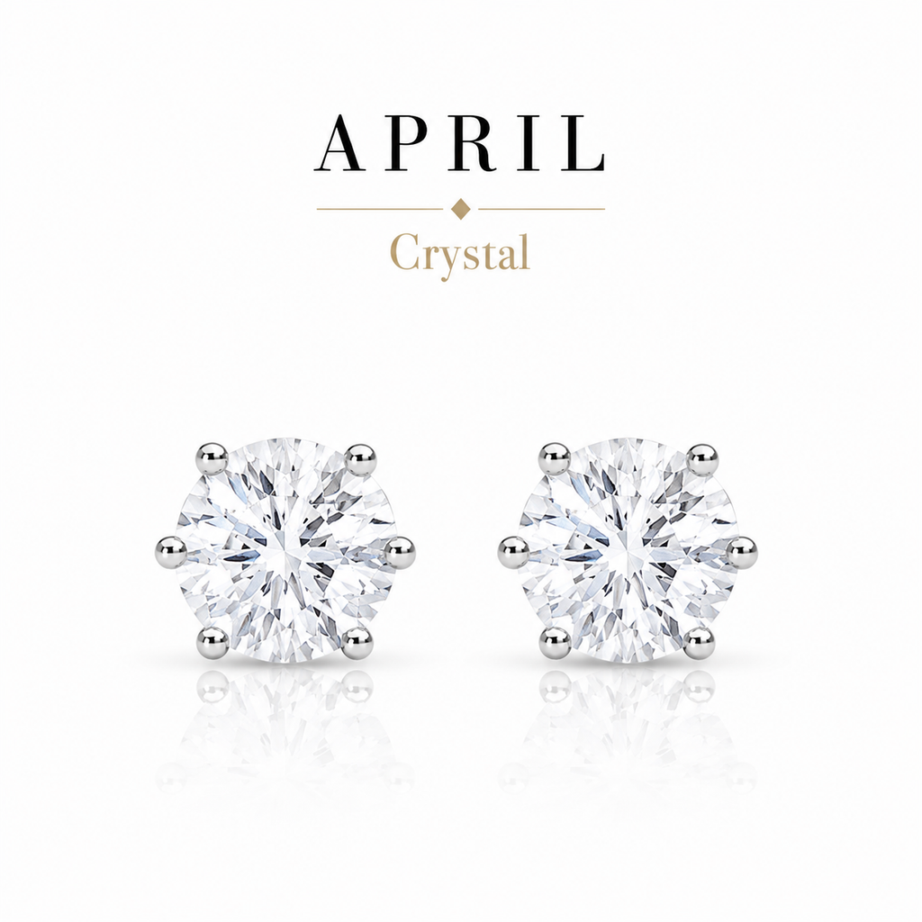 April Birthstone Crystal Stud Earrings — Crystal
