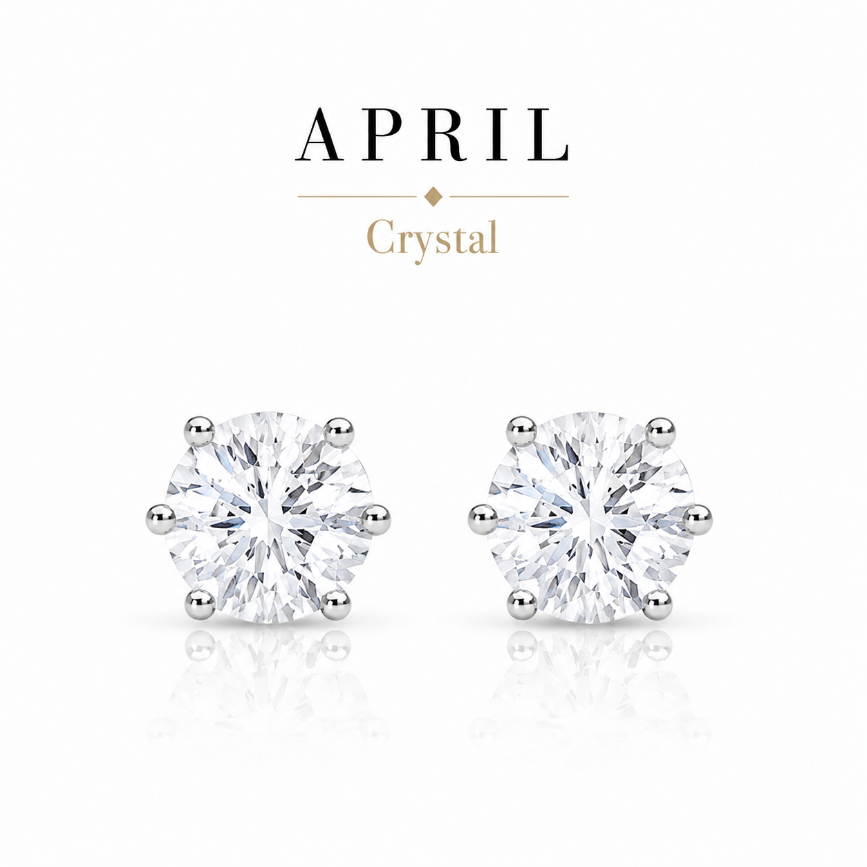 April Birthstone Crystal Stud Earrings — Crystal