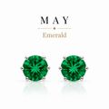 May Birthstone Crystal Stud Earrings — Emerald