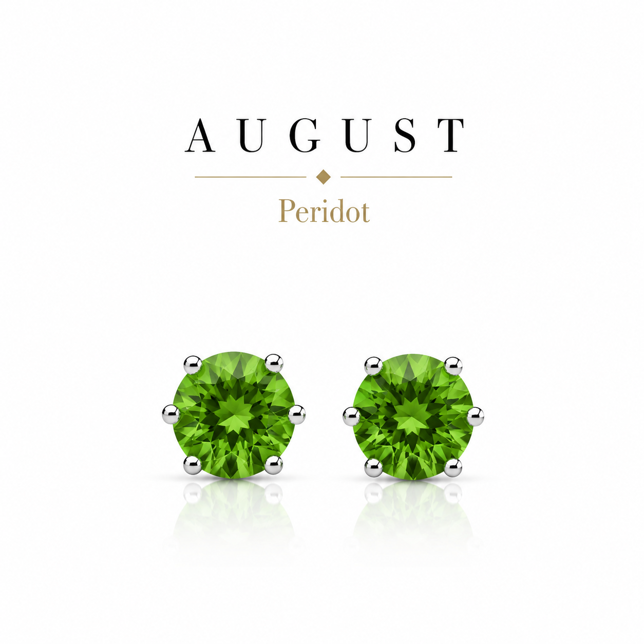 August Birthstone Crystal Stud Earrings — Peridot