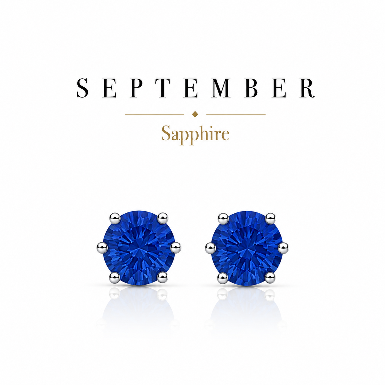 September Birthstone Crystal Stud Earrings — Sapphire