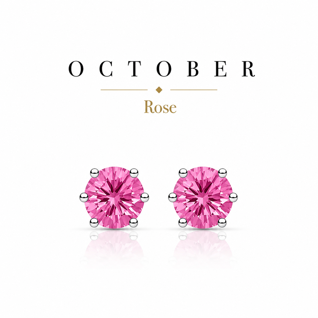 October Birthstone Crystal Stud Earrings — Rose