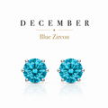 December Birthstone Crystal Stud Earrings — Blue Zircon