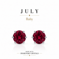 July Birthstone Crystal Stud Earrings — Ruby
