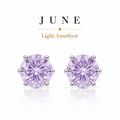 June Birthstone Crystal Stud Earrings — Light Amethyst